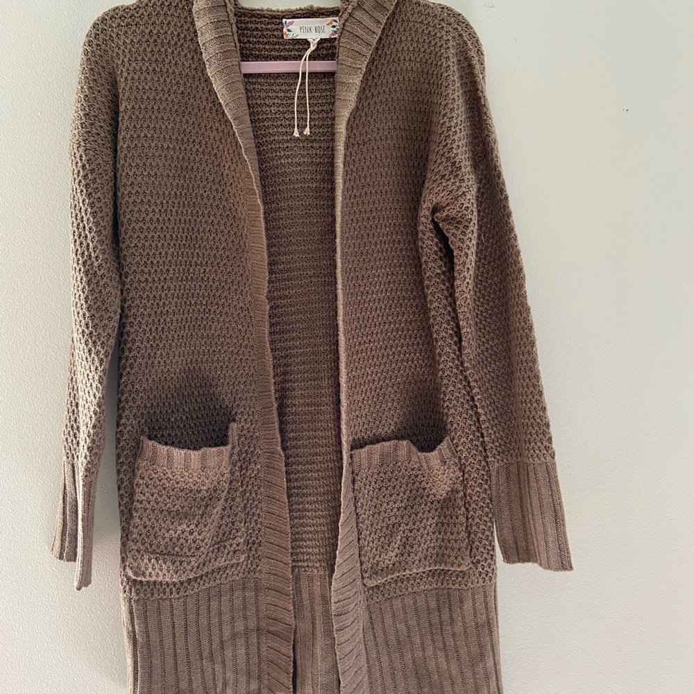 Pink Rose hooded cardigan size M